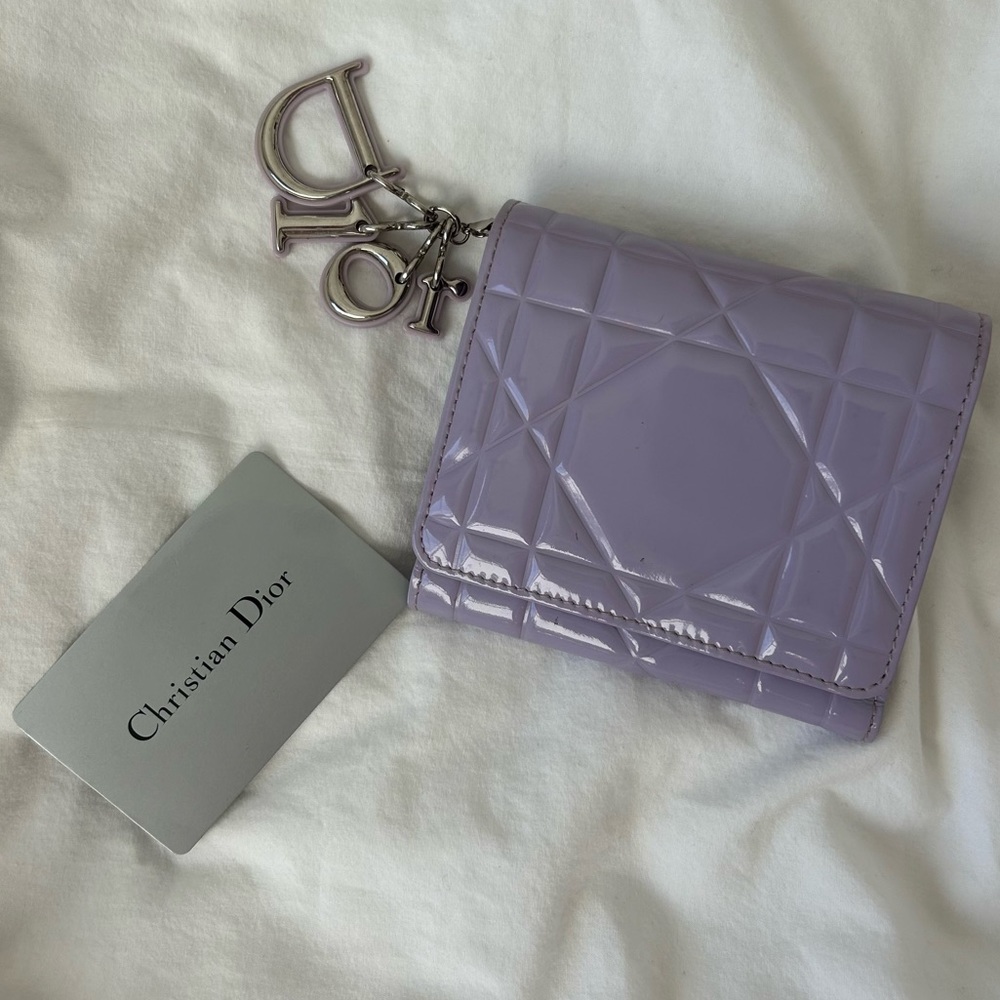 Lady Dior Lilac Patent Leather Wallet